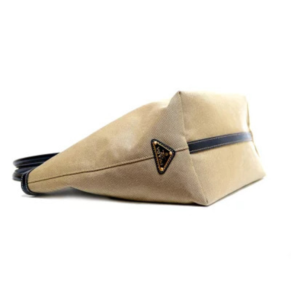 Prada Tote Bag Canvas Brown Shoulder - Picture 5 of 8